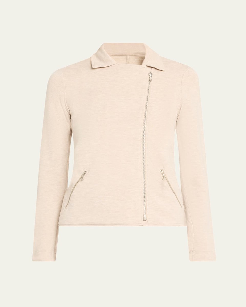 Zip-Front French Terry Moto Jacket